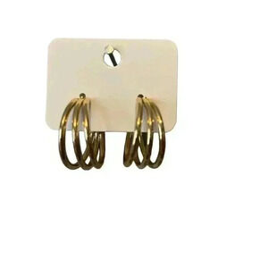 Elegant Gold Tone Triple Hoop Earrings B1G1